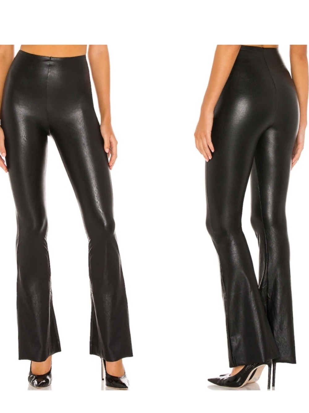 Commando Faux Leather Flare Pants Tummy Control Black Size Small
